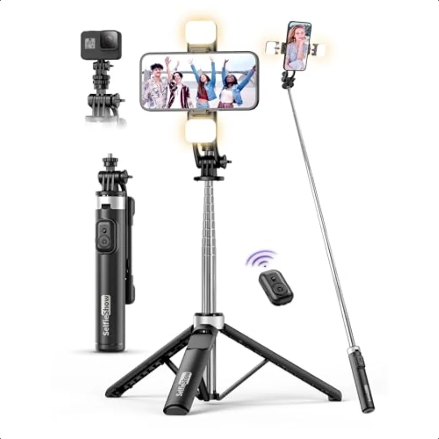 53'' Selfie Stick Tripod with Light Extendable Selfie Stick with Remote Portable Cell Phone Tripod Stand with All in 1 Phone Cl
53'' Selfie Stick Tripod with Light Extendable Selfie Stick with Remote Portable Cell Phone Tripod Stand with All in 1 Phone Cl
