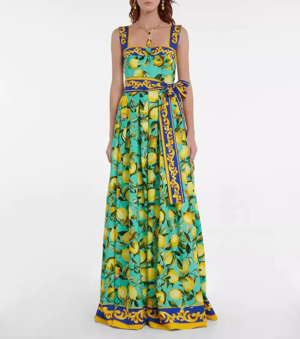 Lemon Printed Green Dress Women Summer Sleeveless Lace-up Elegant Dresses Bodycon Holiday Party Runway Design Vestidos Lady
Lemon Printed Green Dress Women Summer Sleeveless Lace-up Elegant Dresses Bodycon Holiday Party Runway Design Vestidos Lady