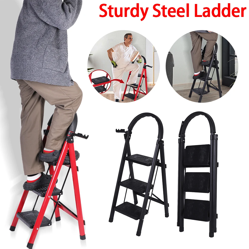 3 Step Folding Ladder Sturdy Steel Ladder 300 Lbs Load Capacity Sturdy& Portable Stepping Stools for RV Attic Daily Use
3 Step Folding Ladder Sturdy Steel Ladder 300 Lbs Load Capacity Sturdy& Portable Stepping Stools for RV Attic Daily Use