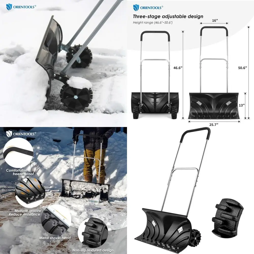 Heavy-Duty Snow Pusher with 6 Wheels and 26 Blade for Driveway and Sidewalk Snow Removal
Heavy-Duty Snow Pusher with 6 Wheels and 26 Blade for Driveway and Sidewalk Snow Removal