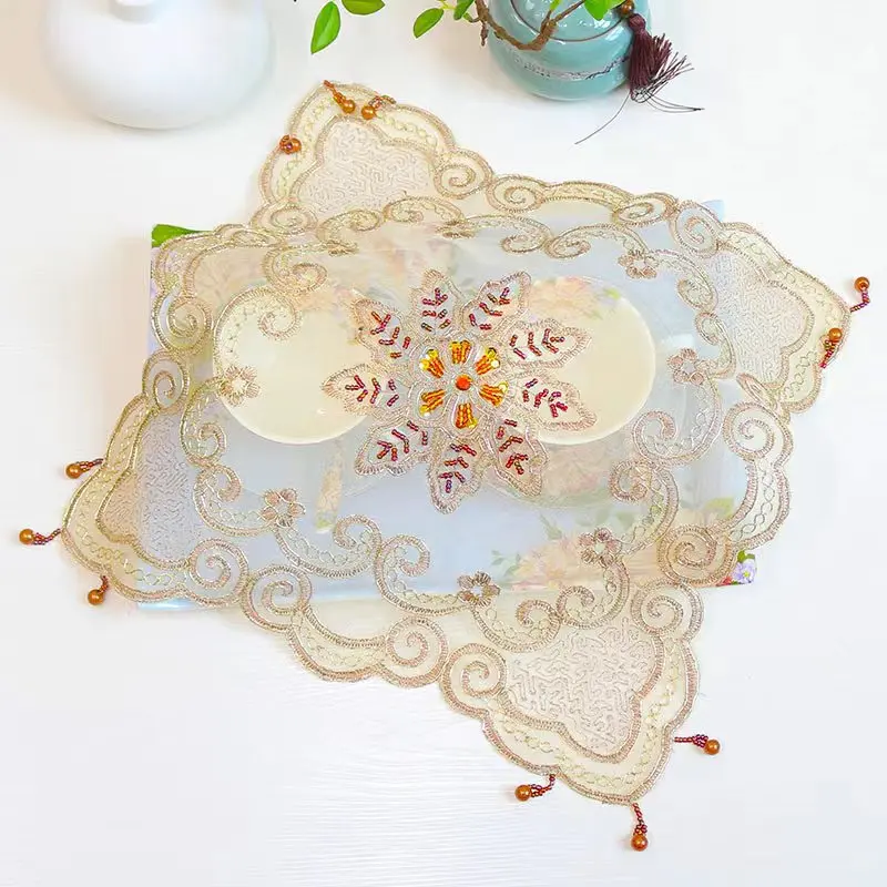 Popular Brown beads flowers Embroidery table cloth cover wedding tablecloth kitchen Christmas Table decoration and accessories
Popular Brown beads flowers Embroidery table cloth cover wedding tablecloth kitchen Christmas Table decoration and accessories