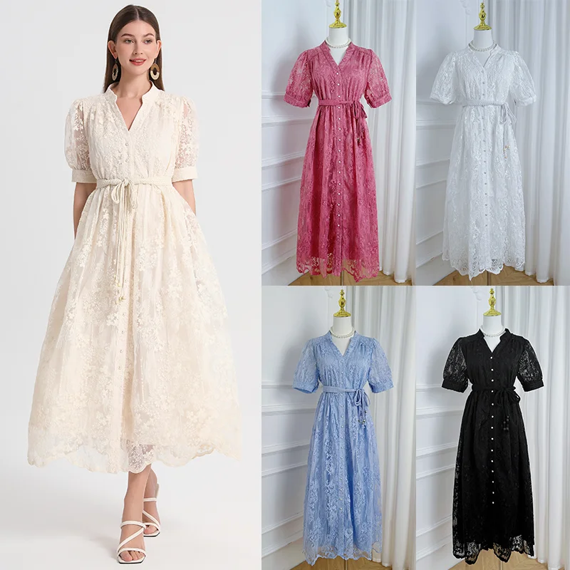 Luxury Embroidery Formal Dresses Women Summer Lantern Short Sleeve Lace Vestidos Pearl Prom Evening Birthday Dress Party
Luxury Embroidery Formal Dresses Women Summer Lantern Short Sleeve Lace Vestidos Pearl Prom Evening Birthday Dress Party