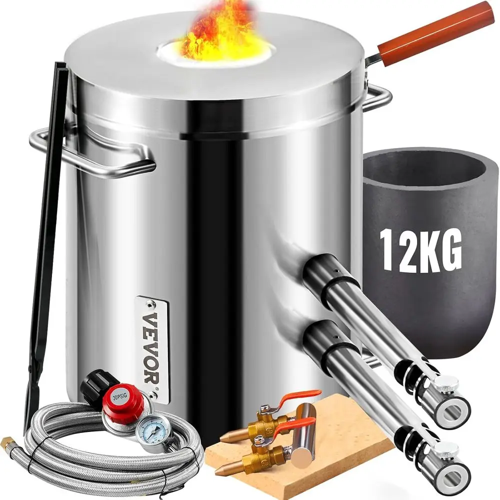 12KG Propane Melting urnace Kit Laracity oundry ome, lacksmiting orwitCrucile & Tongs Kiln, StainlSteel Smelter, or Metal Scrap
12KG Propane Melting urnace Kit Laracity oundry ome, lacksmiting orwitCrucile & Tongs Kiln, StainlSteel Smelter, or Metal Scrap