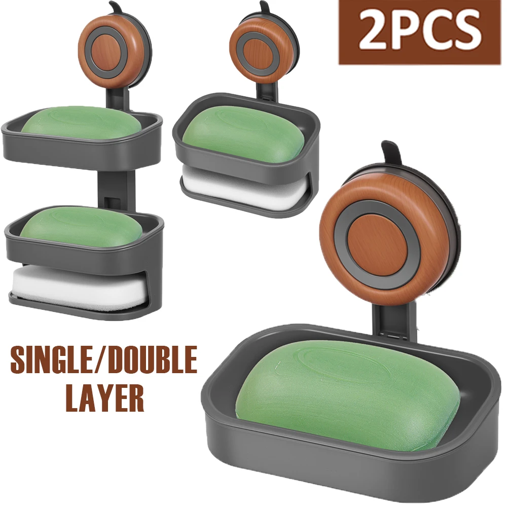 2 шт. мыльница на присоске, одно-/двухслойный держатель для мыла для душа с дренажным отверстием, настенный держатель для губки без сверления
2 шт. мыльница на присоске, одно-/двухслойный держатель для мыла для душа с дренажным отверстием, настенный держатель для губки без сверления