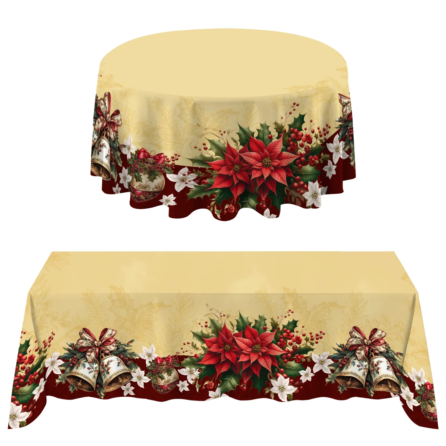 Christmas Red Floral Bell Tablecloth Winter Kitchen Poinsettia Pattern Dining Table Decoration Table Protector for Holiday Party
Christmas Red Floral Bell Tablecloth Winter Kitchen Poinsettia Pattern Dining Table Decoration Table Protector for Holiday Party