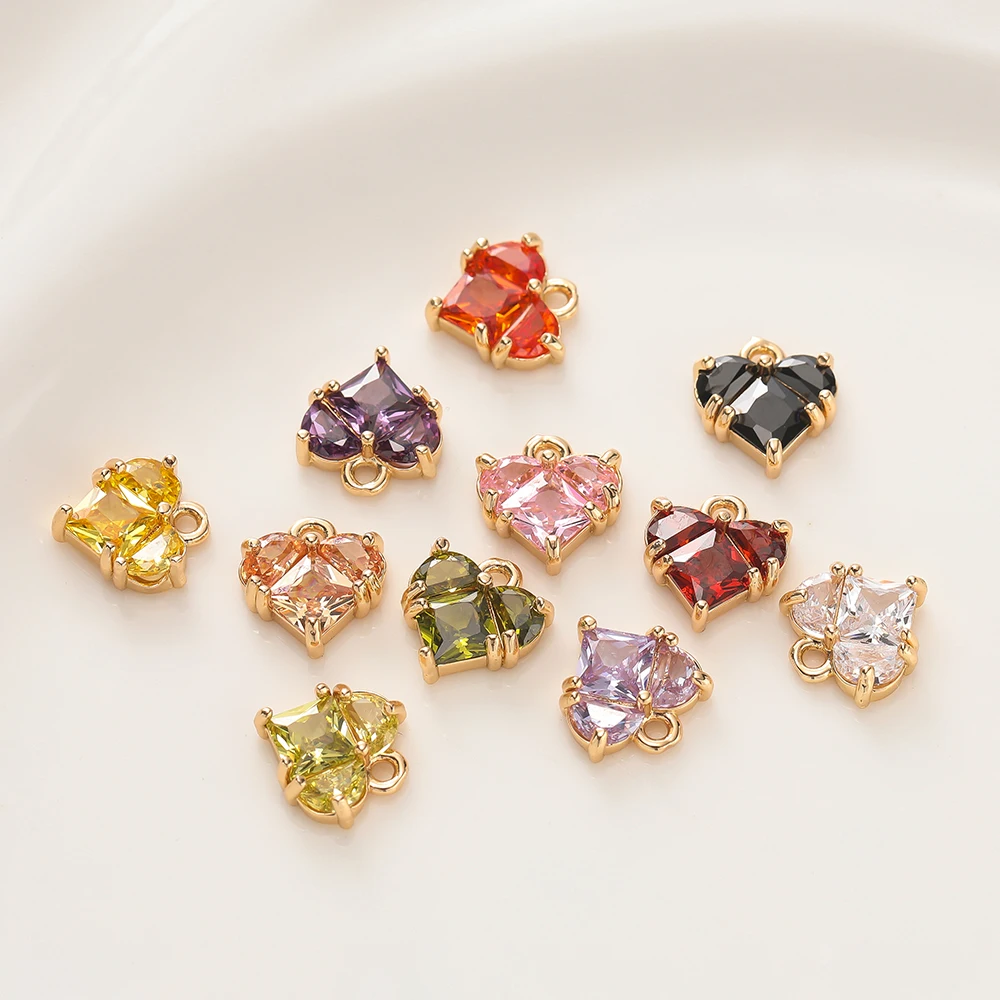 2Piece/Lot 18K Gold Color Plated Heart Charms Pendants with Zircon for DIY Bracelet Necklace Jewelry Making Accessories
2Piece/Lot 18K Gold Color Plated Heart Charms Pendants with Zircon for DIY Bracelet Necklace Jewelry Making Accessories