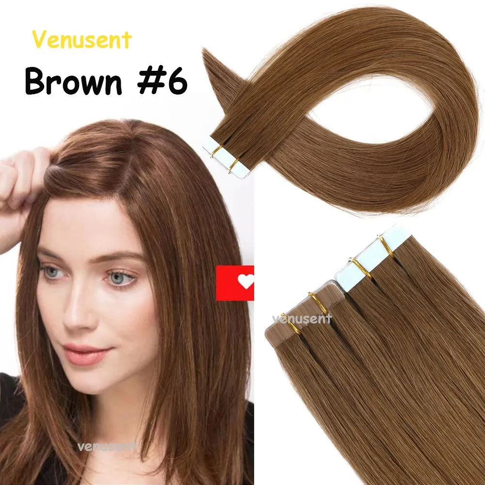 #6 Tape in Nature Human Hair Extensions Machine-made 10A Chinese Virgin Hair Double Sided Blue Tape Brown Color 40pcs
#6 Tape in Nature Human Hair Extensions Machine-made 10A Chinese Virgin Hair Double Sided Blue Tape Brown Color 40pcs