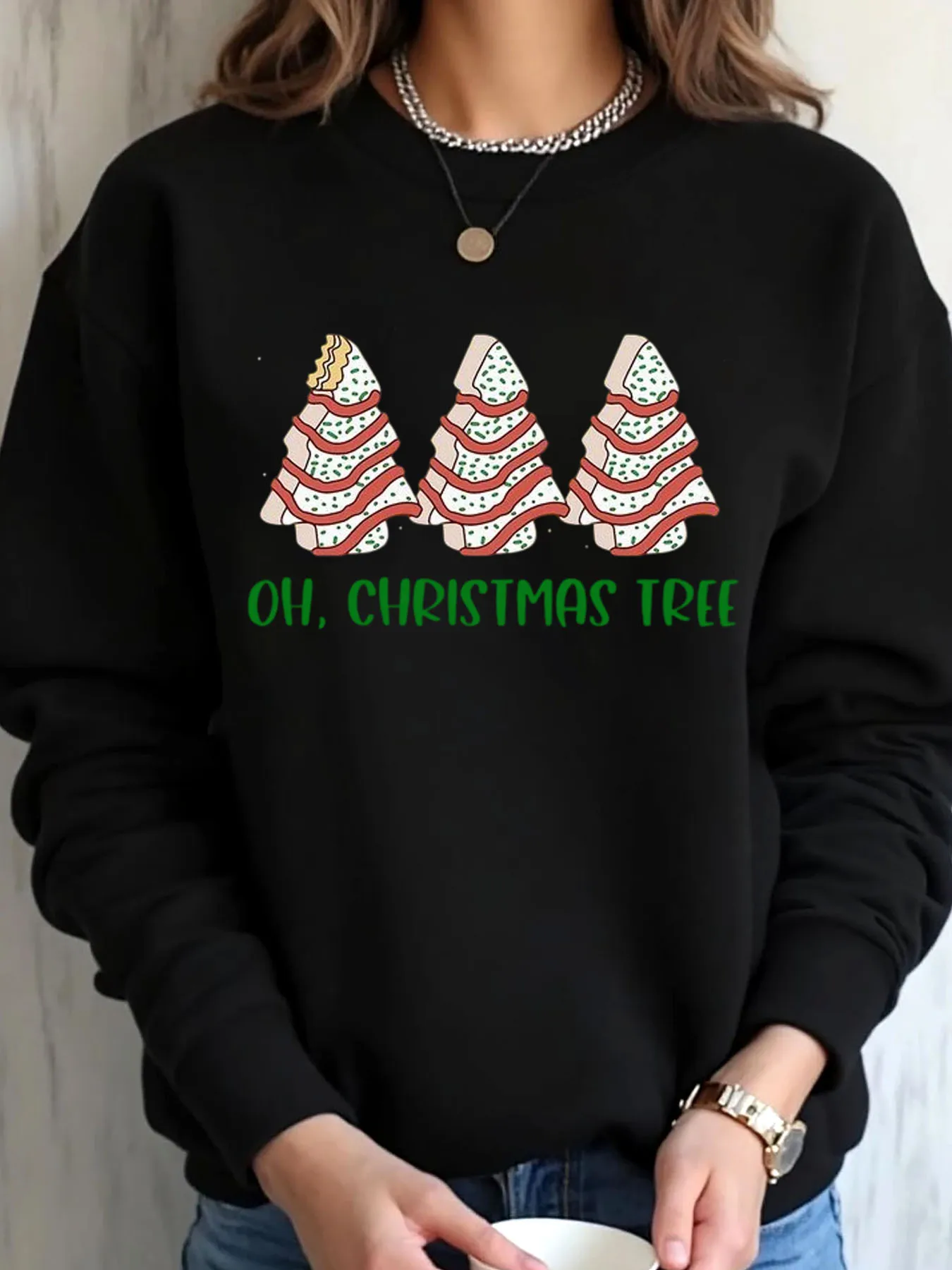 Женская толстовка большого размера с принтом рождественской елки и торта Oh Рождественская елка Уличная одежда
Женская толстовка большого размера с принтом рождественской елки и торта Oh Рождественская елка Уличная одежда