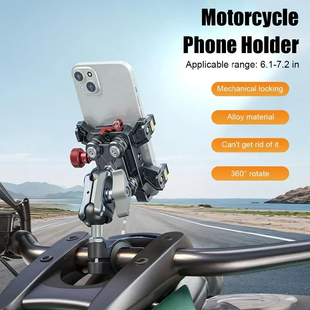 Aluminum Motorcycle Phone Mount Cellphone Holder for Electric Motorcycle ATV Scooter for 6.1"-7.2" Phone with Vibration Dampener
Aluminum Motorcycle Phone Mount Cellphone Holder for Electric Motorcycle ATV Scooter for 6.1"-7.2" Phone with Vibration Dampener