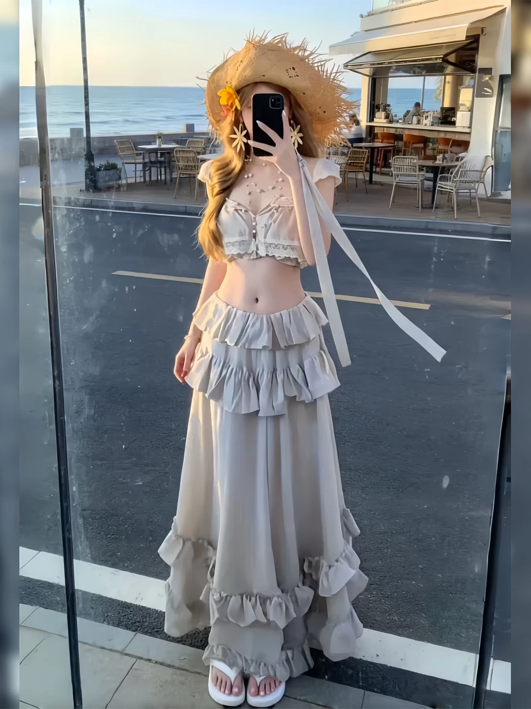 Unique Beautiful Beach Vacation Style Two-Piece Set Short Sleeve Top Half Skirt Summer Women's Fashion Outfit High Waist Flou...
Unique Beautiful Beach Vacation Style Two-Piece Set Short Sleeve Top Half Skirt Summer Women's Fashion Outfit High Waist Flou...