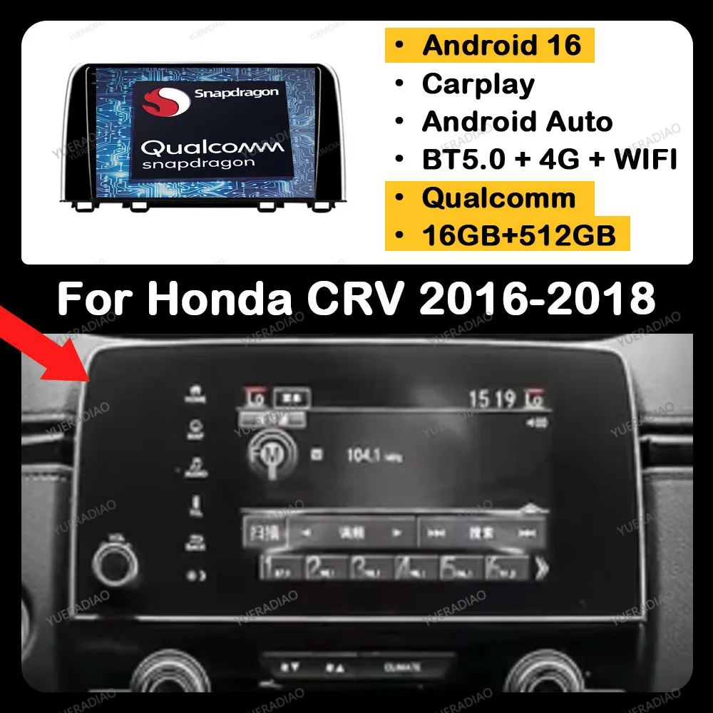 Android 16 Car Radio For Honda CRV CR - V 5 RT RW 2016 - 2018 Multimedia Stereo Video Player 4G WIFI 2DIN Qualcomm QLED GPS NAVI
Android 16 Car Radio For Honda CRV CR - V 5 RT RW 2016 - 2018 Multimedia Stereo Video Player 4G WIFI 2DIN Qualcomm QLED GPS NAVI
