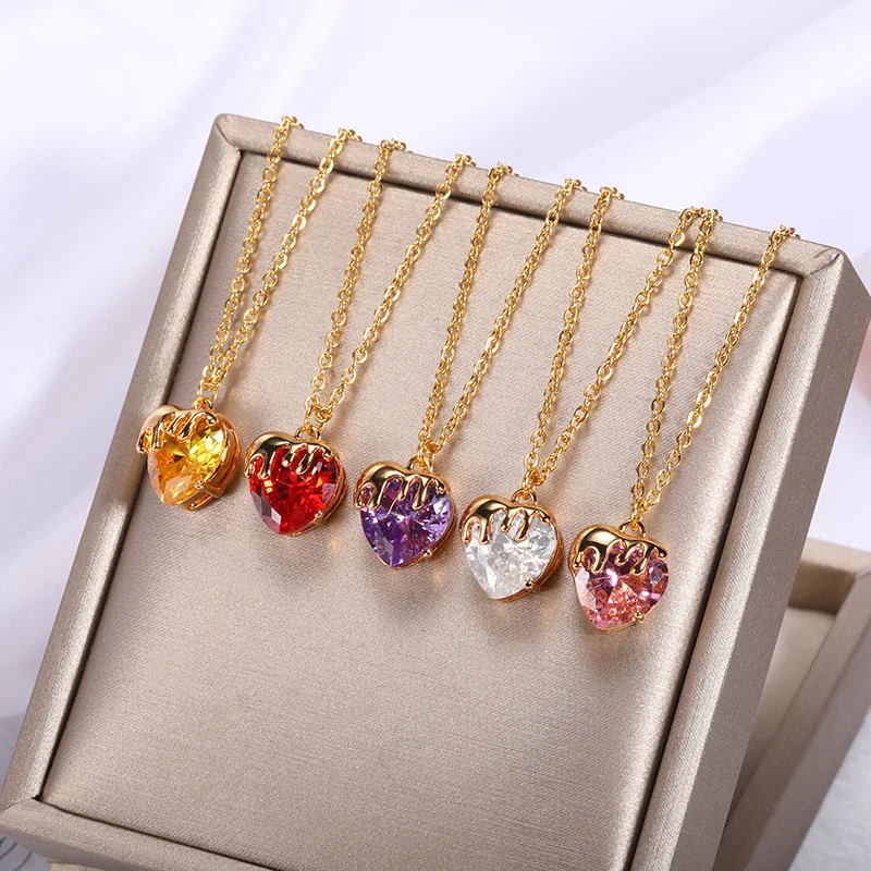 2pcs/ Bag Korean Fashion New Multi Color Optional Love Pendant Necklace Micro Inlaid Colorful Zircon Women's Necklace
2pcs/ Bag Korean Fashion New Multi Color Optional Love Pendant Necklace Micro Inlaid Colorful Zircon Women's Necklace
