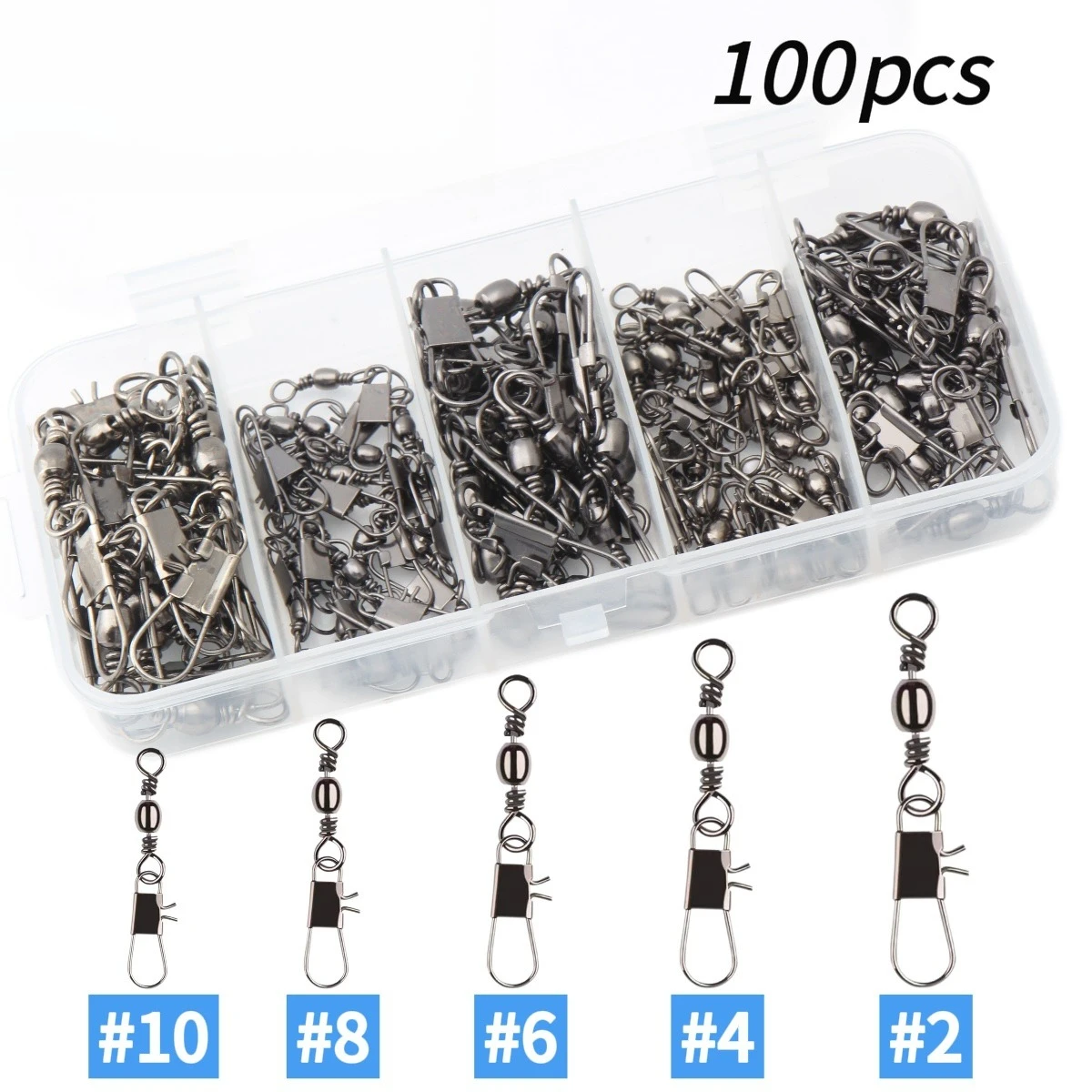 100Pc/box figure-of-eight ring fishing connector interlocking pin bearing rolling rotary buckle
100Pc/box figure-of-eight ring fishing connector interlocking pin bearing rolling rotary buckle
