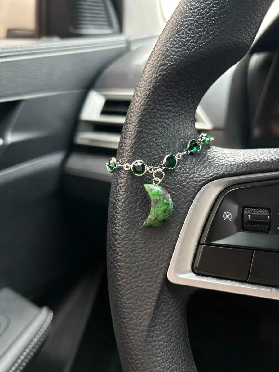 Green Crystal Moon Car Steering Wheel Pendant Decor Accessory
Green Crystal Moon Car Steering Wheel Pendant Decor Accessory