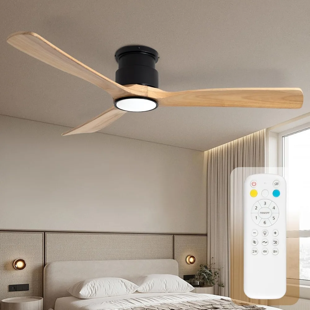 52inches Ceiling Fan with Lights,Wooden Flush Mount Ceiling Fans with Remote Control,Dimmable Light,3 CCT,6 Speeds,Noiseless,Cei
52inches Ceiling Fan with Lights,Wooden Flush Mount Ceiling Fans with Remote Control,Dimmable Light,3 CCT,6 Speeds,Noiseless,Cei