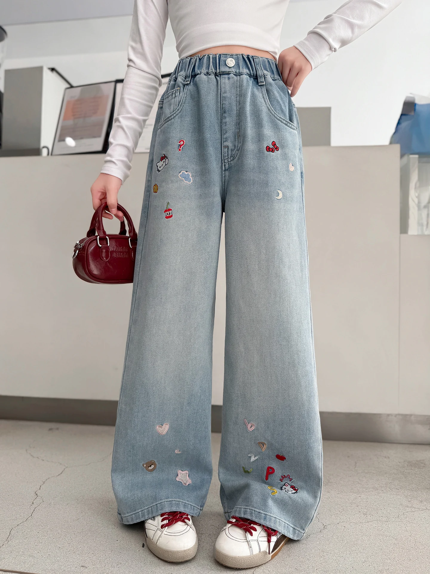 Spring Faion Girls Jeans Wide Leg Pants Casual Outerwear Korean Sle Elementary School Girls Casual Pants Spring Autumn
Spring Faion Girls Jeans Wide Leg Pants Casual Outerwear Korean Sle Elementary School Girls Casual Pants Spring Autumn