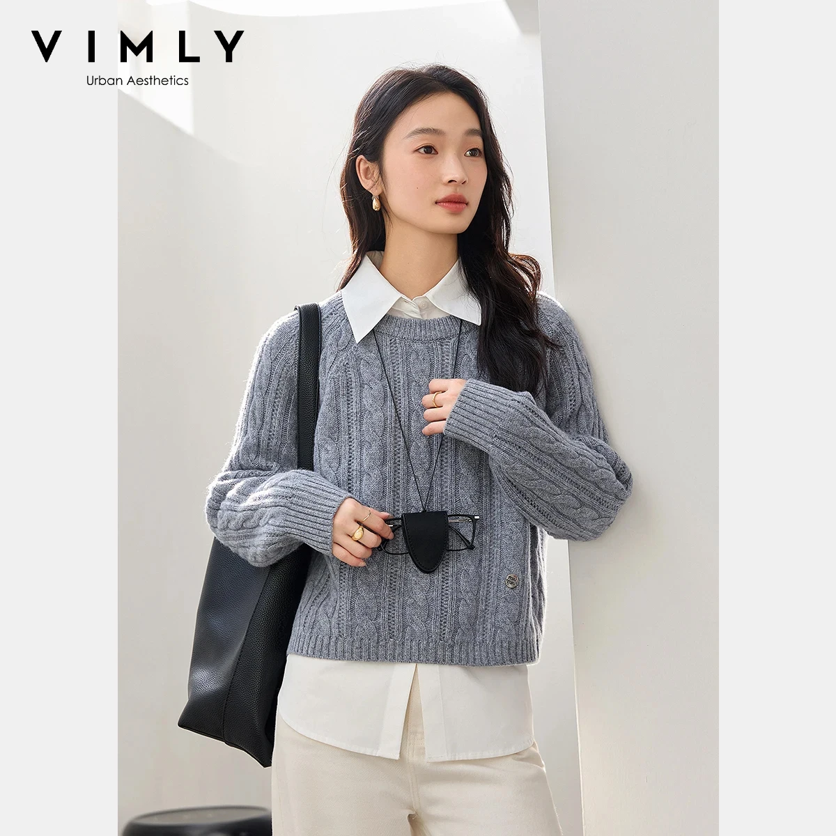 VIMLY женский свитер из 100% шерсти, повседневный однотонный трикотаж с круглым вырезом, зима 202, элегантный вязаный женский топ в рубчик с подолом 73736
VIMLY женский свитер из 100% шерсти, повседневный однотонный трикотаж с круглым вырезом, зима 202, элегантный вязаный женский топ в рубчик с подолом 73736