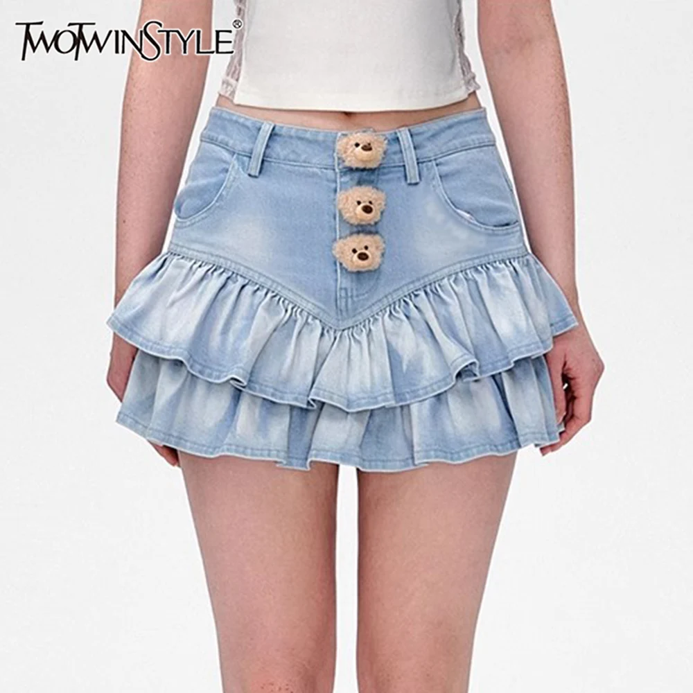 TWOTWINSTYLE Solid Spliced Button Slimming Skirt for Women High Waist Temperament Mini Skirt Female Fashion New
TWOTWINSTYLE Solid Spliced Button Slimming Skirt for Women High Waist Temperament Mini Skirt Female Fashion New