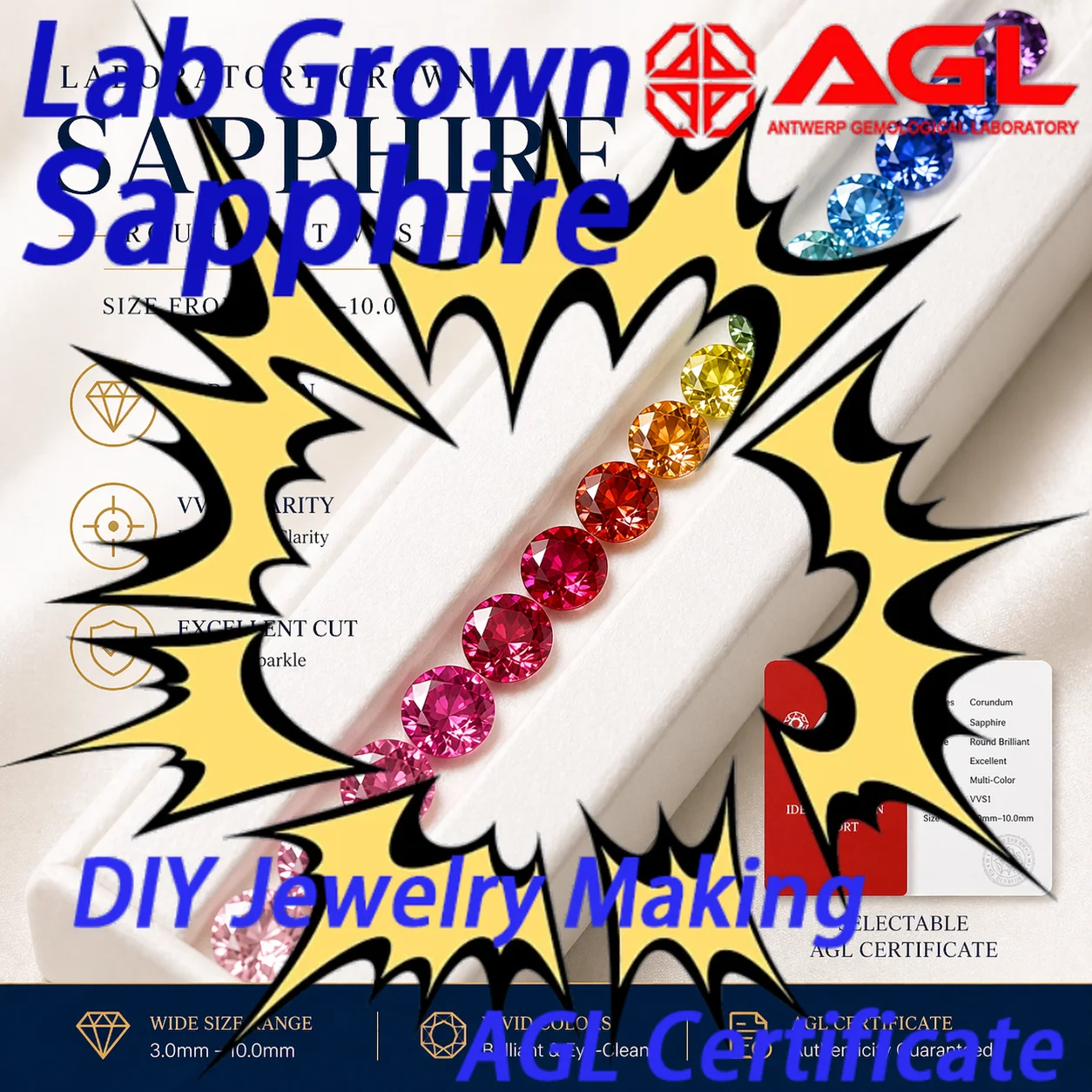 Laboratory Gemstone Sapphire Round Shape Multiple Colors Gemstone DIY Necklace Earrings Main Materials Selectable Certificate
Laboratory Gemstone Sapphire Round Shape Multiple Colors Gemstone DIY Necklace Earrings Main Materials Selectable Certificate