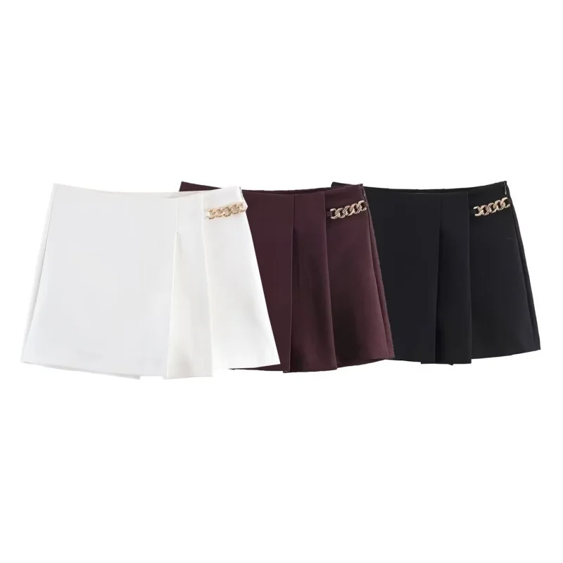 Summer Solid Color Chain Detail Mini Loose Shorts Women Side Zipper Decoration Wide Pleated Shorts Female Causal Wear 2026 New
Summer Solid Color Chain Detail Mini Loose Shorts Women Side Zipper Decoration Wide Pleated Shorts Female Causal Wear 2026 New