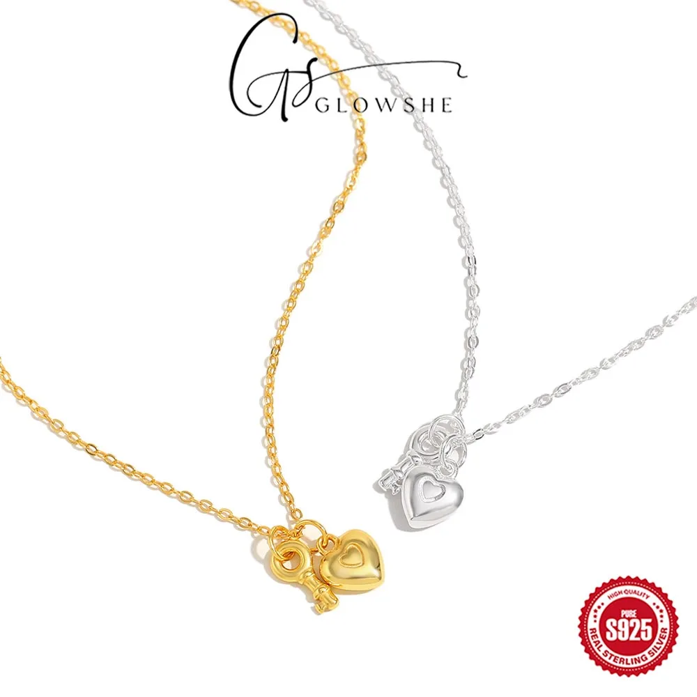 Glowshe 100% 925 Sterling Silver Heart Key Lock Pendant Necklace Anniversary Fine Jewelry Women's Elegant Neck Jewelry Gift 2025
Glowshe 100% 925 Sterling Silver Heart Key Lock Pendant Necklace Anniversary Fine Jewelry Women's Elegant Neck Jewelry Gift 2025