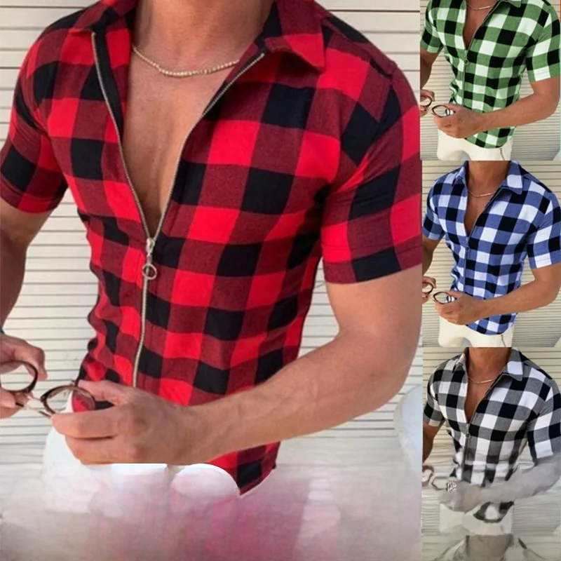 Men's Slim Fit Printed Shirt Casual Zipper Cardigan Plaid Pattern Short Sleeve Fashionable Chinese Brandless Spring Clothing
Men's Slim Fit Printed Shirt Casual Zipper Cardigan Plaid Pattern Short Sleeve Fashionable Chinese Brandless Spring Clothing