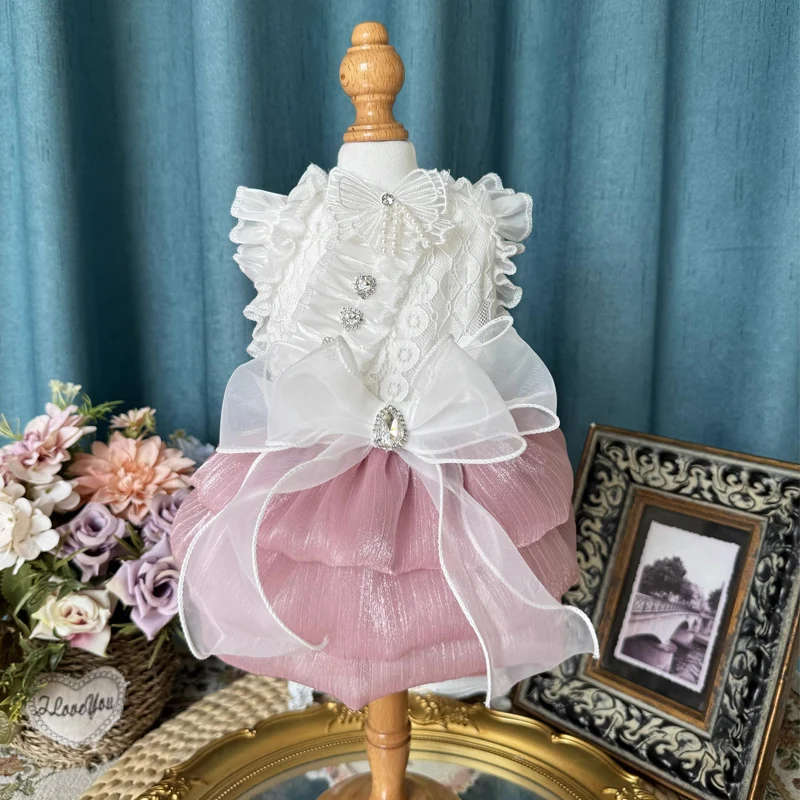 Luxury Handmade Pet Dog Clothes Fashion Elegant Pink White Crystal Bow Princess Dresses For Small Medium Dog Poodle Pet Clothes
Luxury Handmade Pet Dog Clothes Fashion Elegant Pink White Crystal Bow Princess Dresses For Small Medium Dog Poodle Pet Clothes