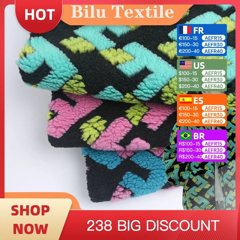Hot selling Letter jacquard polyester Lamb plush knitted fabric manual DIY sewing clothing loose coat warm hoodie fabric
Hot selling Letter jacquard polyester Lamb plush knitted fabric manual DIY sewing clothing loose coat warm hoodie fabric