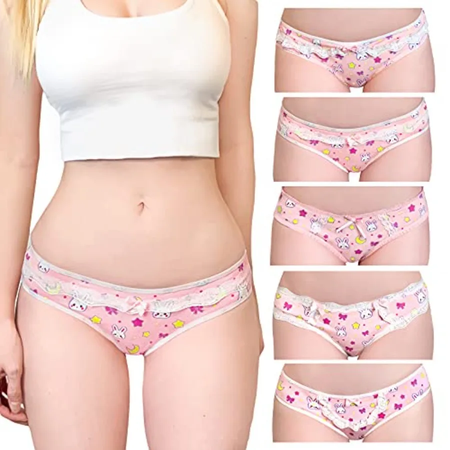 Littleforbig Women's Ladies Soft Cotton Underwear Comfortable Hipster Briefs 5 Pack Panties Set - Usagi Pattern
Littleforbig Women's Ladies Soft Cotton Underwear Comfortable Hipster Briefs 5 Pack Panties Set - Usagi Pattern
