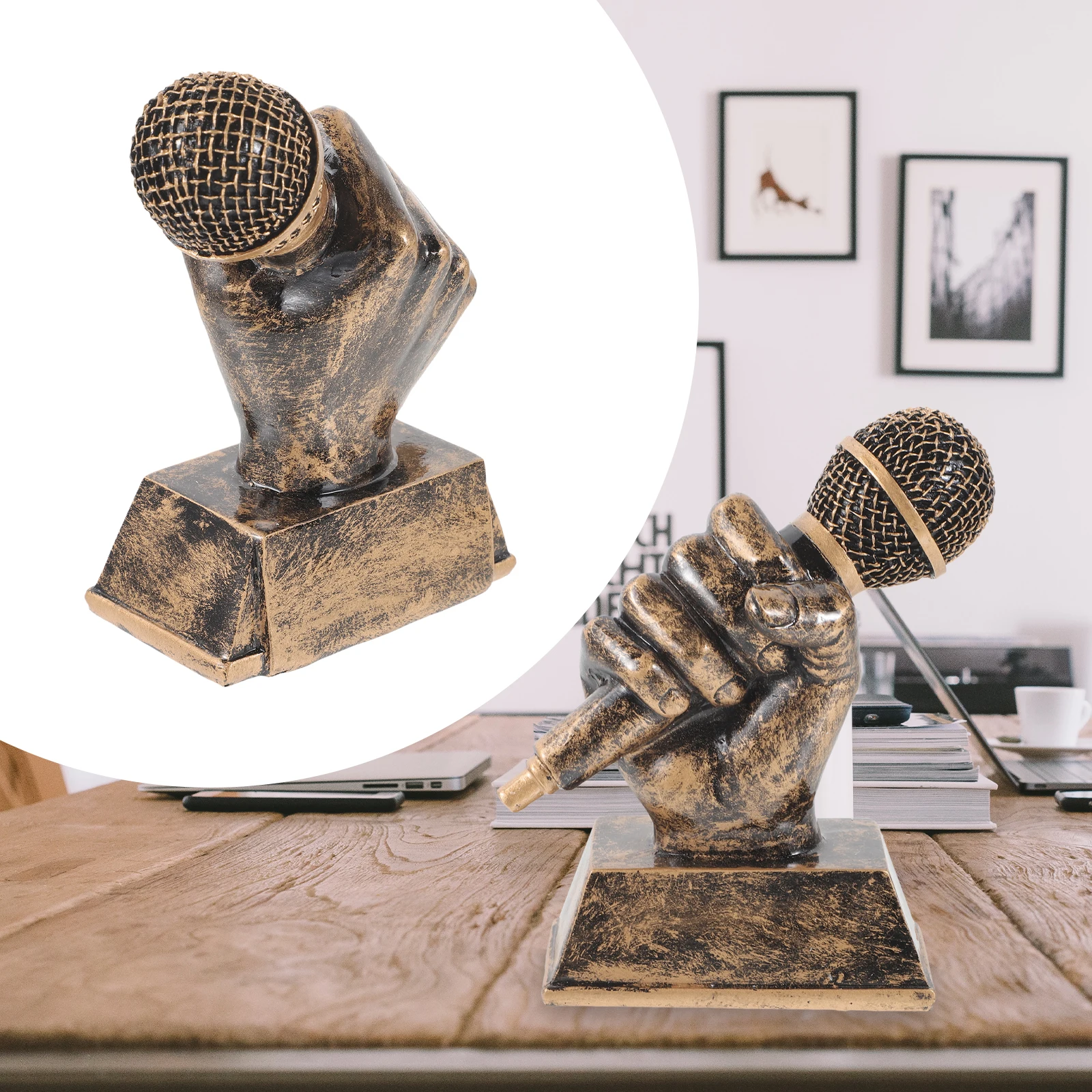 Music Trophy Decoration Mic Resin Vintage Microphone Prop Singing Award Statue Staff
Music Trophy Decoration Mic Resin Vintage Microphone Prop Singing Award Statue Staff