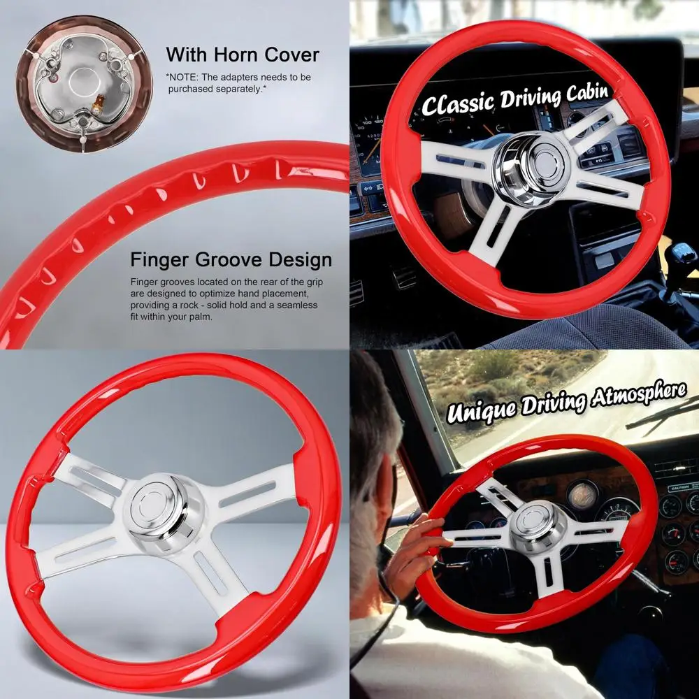 18" Solid Wood Steering Wheel - 4 Spokes Aluminum Chrome Classic Steering Wheel with Horn Button for Semi-Trailers Trucks Compat
18" Solid Wood Steering Wheel - 4 Spokes Aluminum Chrome Classic Steering Wheel with Horn Button for Semi-Trailers Trucks Compat