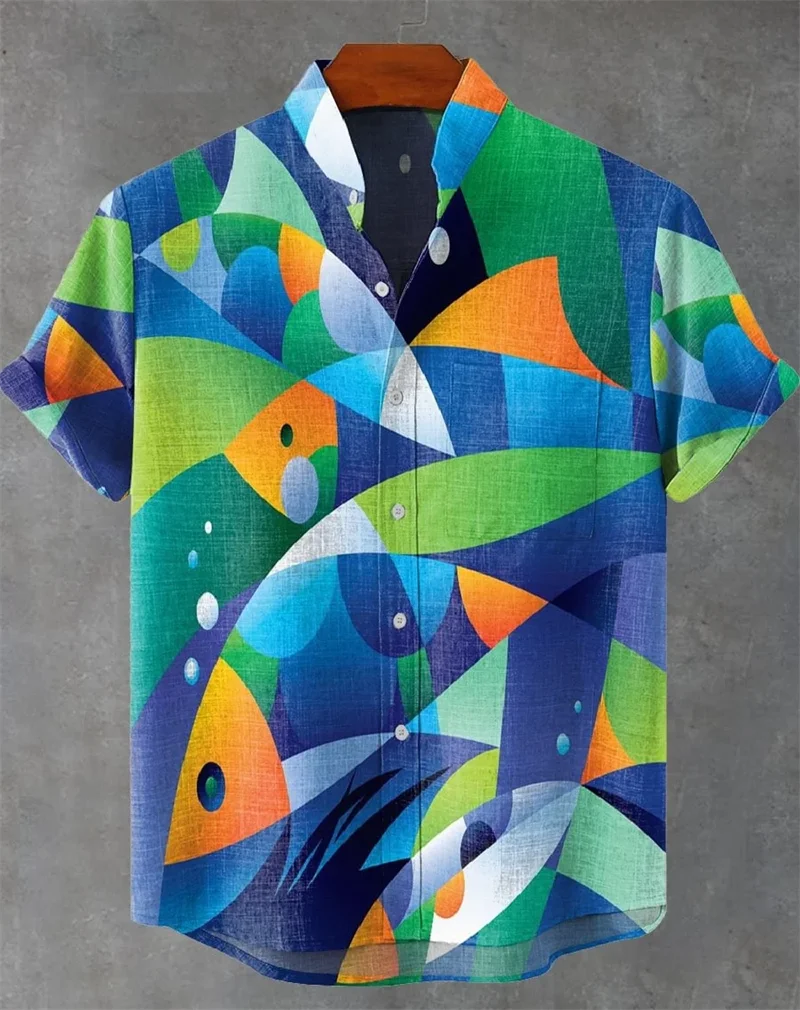 New men's short sleeved shirt with linen animal pattern, fashionable 3D fish print art, high-quality shirt
New men's short sleeved shirt with linen animal pattern, fashionable 3D fish print art, high-quality shirt