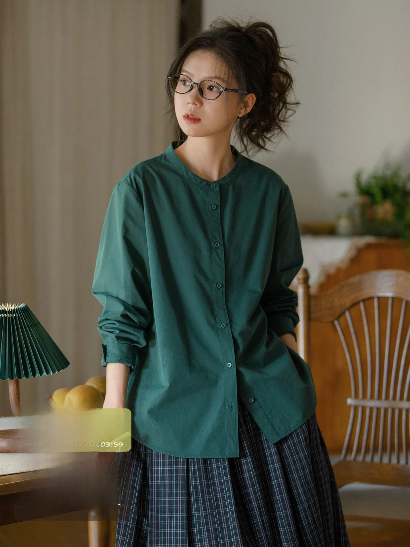 Loose Fit Casual Shirt Women's Lake Blue Long Sleeve Stand Collar Cotton Blend Breathable Comfortable Early Autumn Top
Loose Fit Casual Shirt Women's Lake Blue Long Sleeve Stand Collar Cotton Blend Breathable Comfortable Early Autumn Top