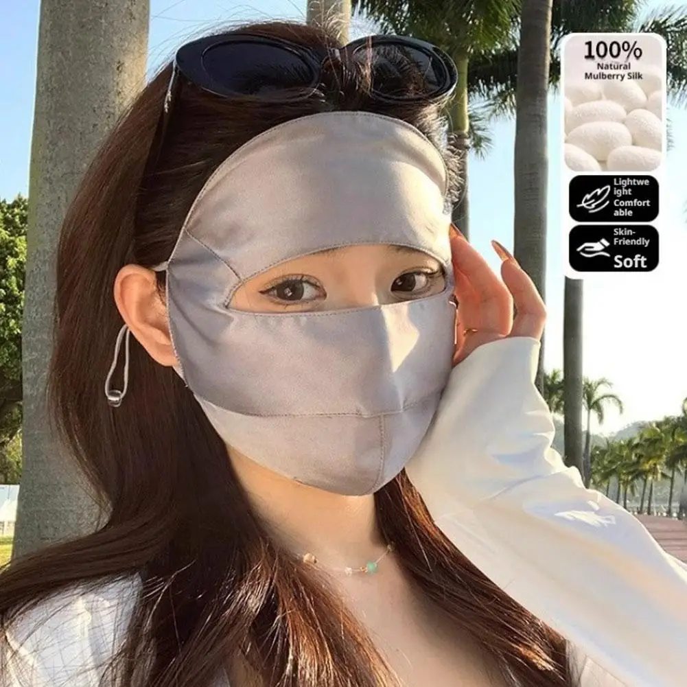 Natural Mulberry Silk Full Face Mask UPF50+ Professional-Grade Sun Protection 3-Layer Breathable Adjustable Earband For Outdoor
Natural Mulberry Silk Full Face Mask UPF50+ Professional-Grade Sun Protection 3-Layer Breathable Adjustable Earband For Outdoor