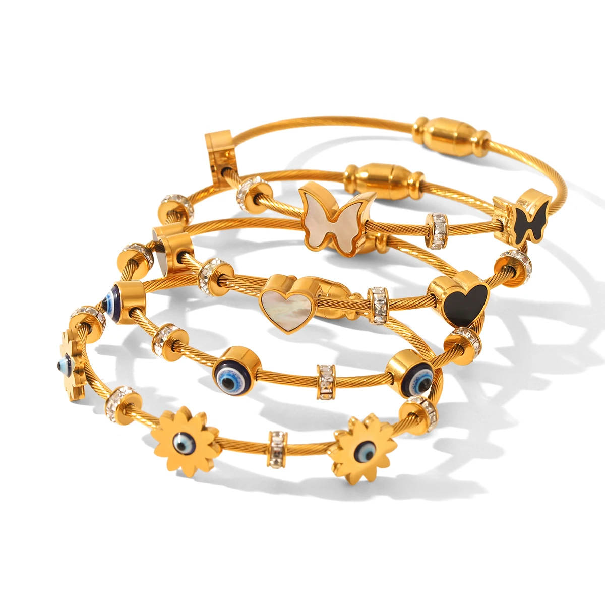 Charm Bangle Couples Bracelet For Women PVD Gold Plated Stainless Steel Beaded Heart Waterproof High Quality Jewelry Gift
Charm Bangle Couples Bracelet For Women PVD Gold Plated Stainless Steel Beaded Heart Waterproof High Quality Jewelry Gift