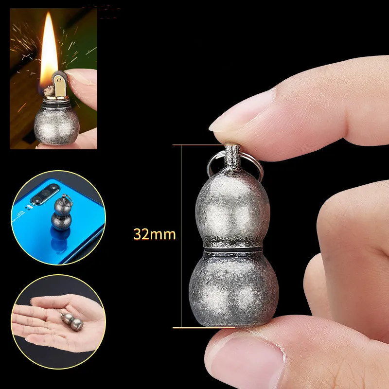 Mini Portable Gourd Grinding Wheel Kerosene Lighter Keychain Retro Kerosene Lighter Men's Smoking Gadget Cigarette Lighter 
Mini Portable Gourd Grinding Wheel Kerosene Lighter Keychain Retro Kerosene Lighter Men's Smoking Gadget Cigarette Lighter