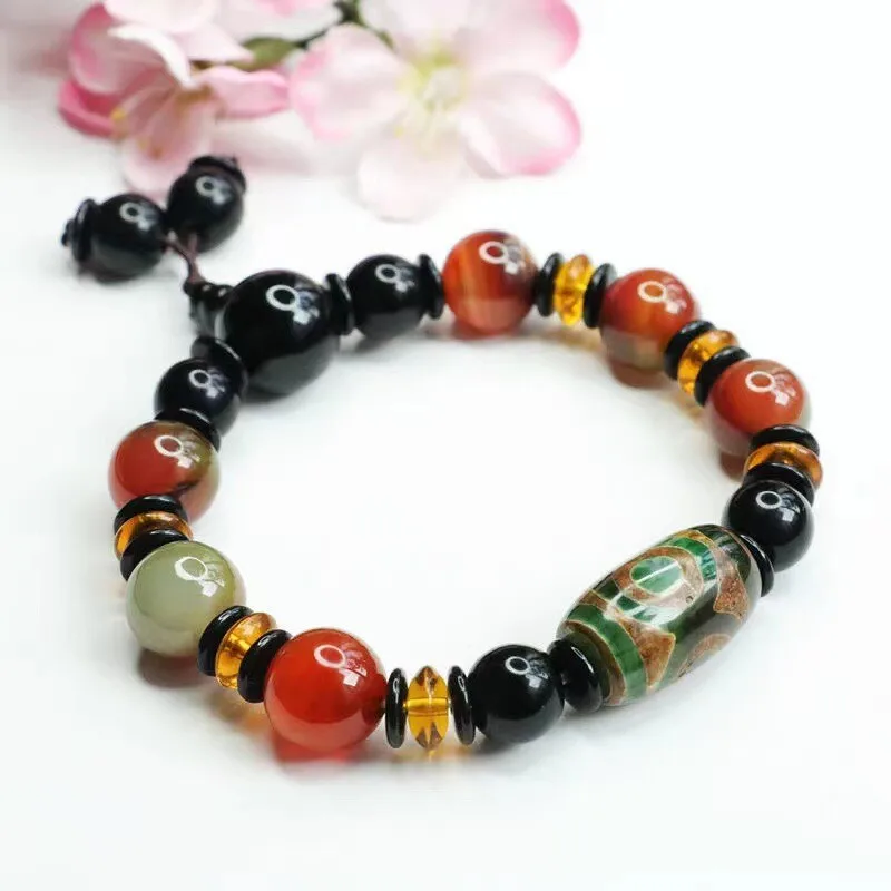 Three Eye Dzi Bead Bracelet Agate Prayer Beads Tibetan Ethnic Style Jewelry
Three Eye Dzi Bead Bracelet Agate Prayer Beads Tibetan Ethnic Style Jewelry
