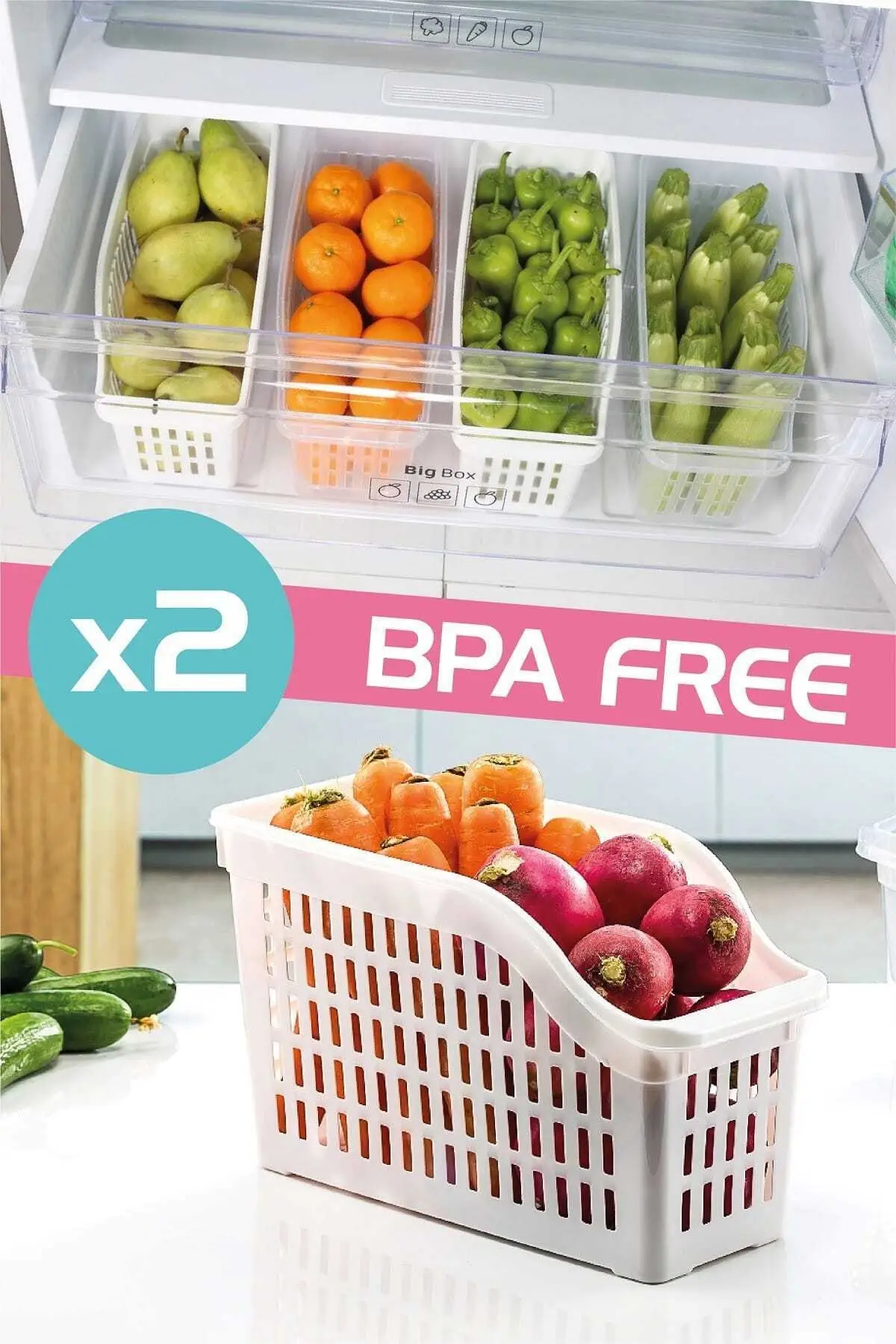 Refrigerator Organizer Set of 2 pieces Kitchen Accessory BPA FREE vegetable and fruit box Fridge Rack Saver Protection
Refrigerator Organizer Set of 2 pieces Kitchen Accessory BPA FREE vegetable and fruit box Fridge Rack Saver Protection