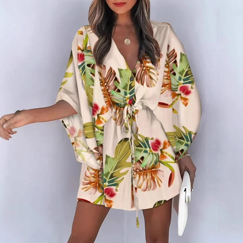 Flying Sleeves A-word Skirt Wish Amazon V-neck Lace-up Casual Vacation Dress Short Skirt Temperament Skin-friendly Breathable
Flying Sleeves A-word Skirt Wish Amazon V-neck Lace-up Casual Vacation Dress Short Skirt Temperament Skin-friendly Breathable