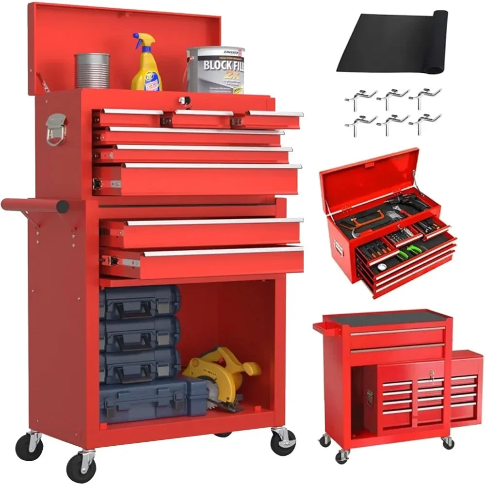 Rolling Tool Chest - Drawers Tool Box Organizer with Lockable Wheels, Sliding Drawers, Detachable Top Box - Tool Storage
Rolling Tool Chest - Drawers Tool Box Organizer with Lockable Wheels, Sliding Drawers, Detachable Top Box - Tool Storage