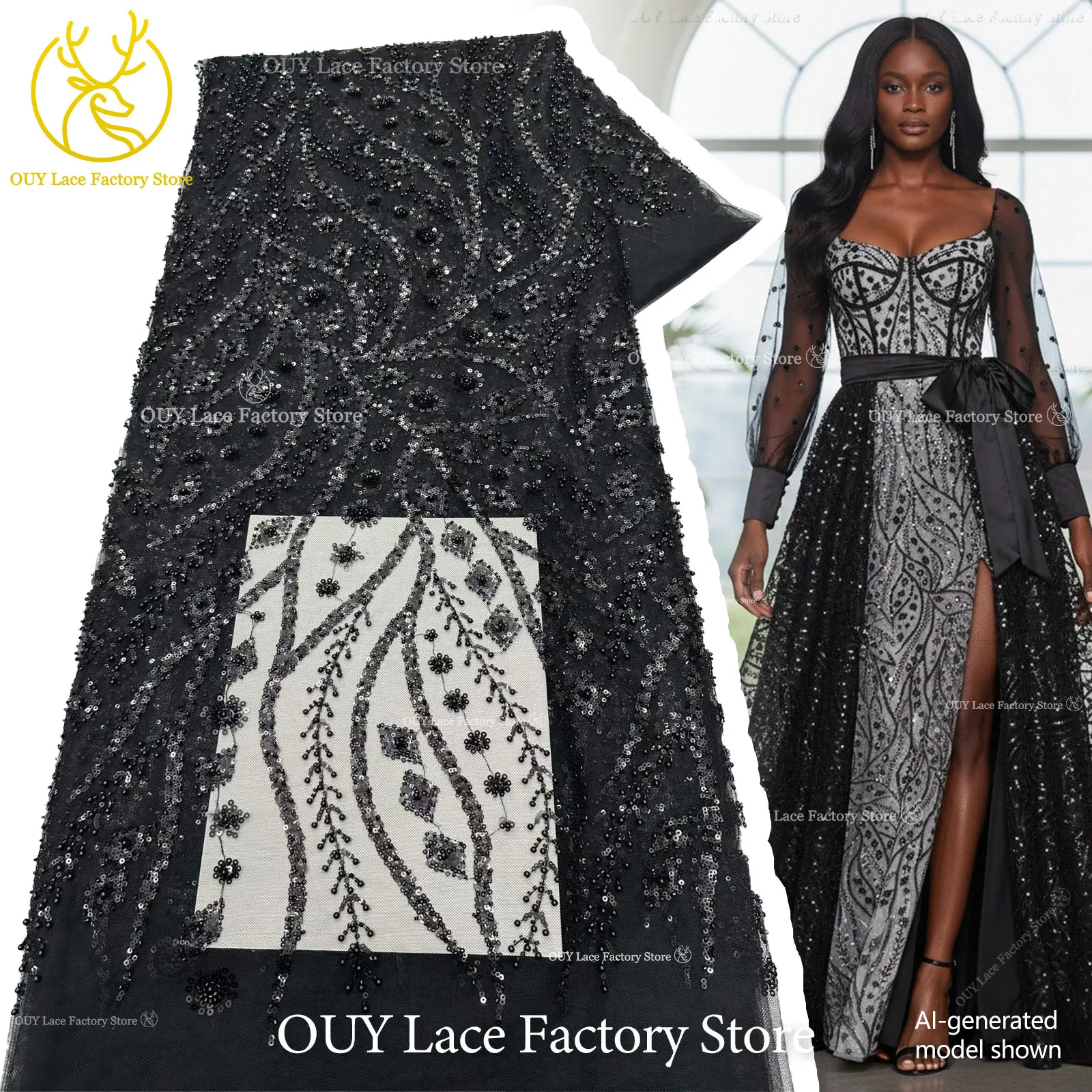 Black African Sequins Beaded Lace Fabric 2026 Fashion Nigerian Sequins Tulle Lace Fabric Sewing Wedding Dress Material 5 Yards
Black African Sequins Beaded Lace Fabric 2026 Fashion Nigerian Sequins Tulle Lace Fabric Sewing Wedding Dress Material 5 Yards