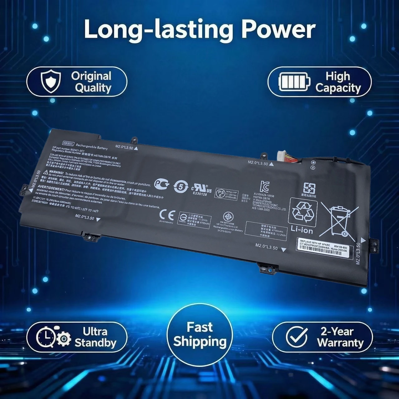 New Original KB06XL Laptop Battery For HP Spectre x360 15-BL002XX Z6L01EA Z6K97EA Z6K99EA Z6K96EA Z6L00EA HSTNN-DB7R 902499-856
New Original KB06XL Laptop Battery For HP Spectre x360 15-BL002XX Z6L01EA Z6K97EA Z6K99EA Z6K96EA Z6L00EA HSTNN-DB7R 902499-856
