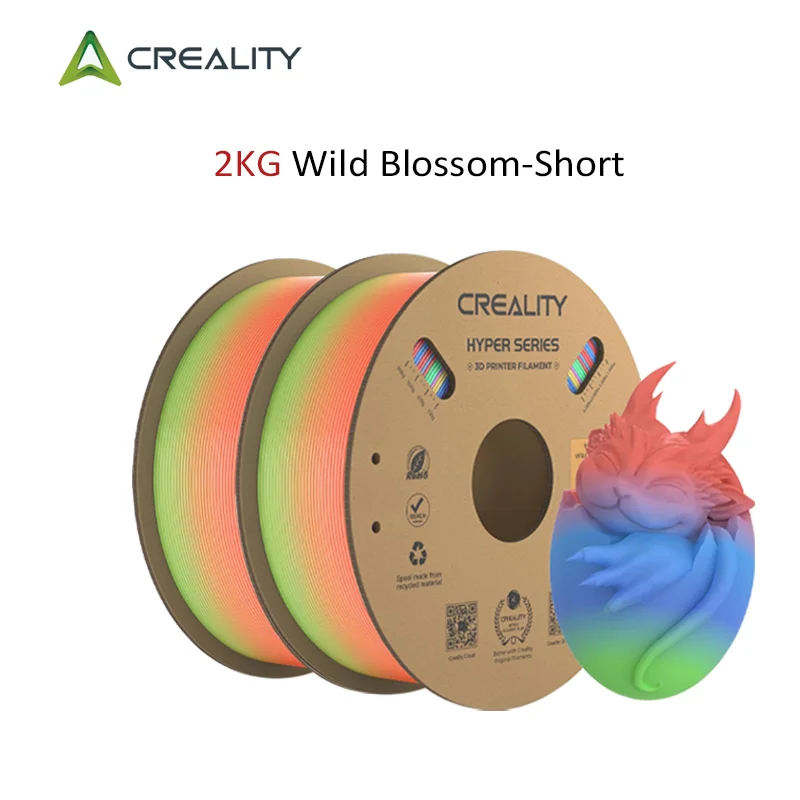 2KG Creality Hyper PLA Rainbow Filament 1.75mm 2 Rolls Hyper PLA 3D Filaments High Speed&Interlayer Strength Printing Filaments
2KG Creality Hyper PLA Rainbow Filament 1.75mm 2 Rolls Hyper PLA 3D Filaments High Speed&Interlayer Strength Printing Filaments