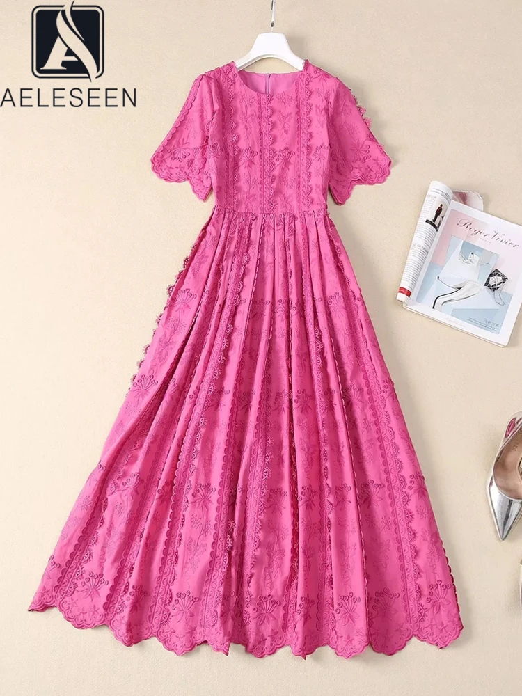 AELESEEN Runway Fashion Rose Red 100% Cotton Dress Women Summer High Quality Flower Embroidery Patchwork Elegant Long Party
AELESEEN Runway Fashion Rose Red 100% Cotton Dress Women Summer High Quality Flower Embroidery Patchwork Elegant Long Party