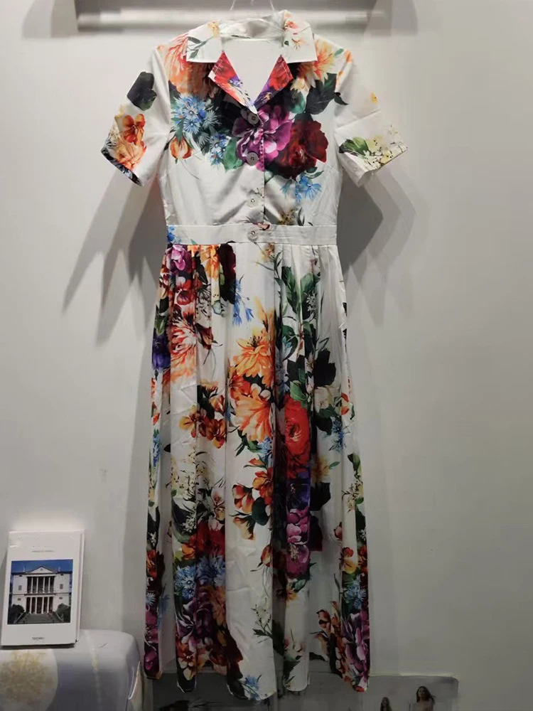 2025 summer women's new suit collar big swing A-line shirt skirt floral print short-sleeved temperament long dress
2025 summer women's new suit collar big swing A-line shirt skirt floral print short-sleeved temperament long dress
