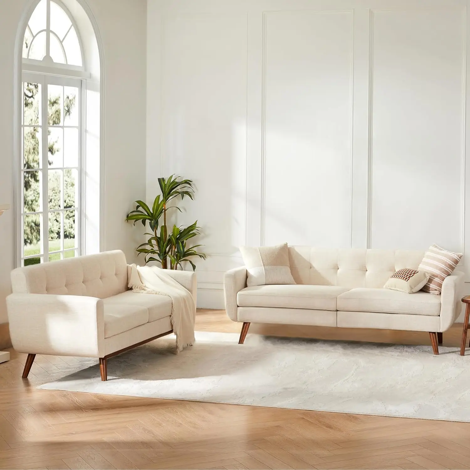 2 Piece Loveseat and Sofa Sets, Button Tufted Upholstered Furniture, Easy to Install Small Couch for Bedroom, Office, Beige
2 Piece Loveseat and Sofa Sets, Button Tufted Upholstered Furniture, Easy to Install Small Couch for Bedroom, Office, Beige