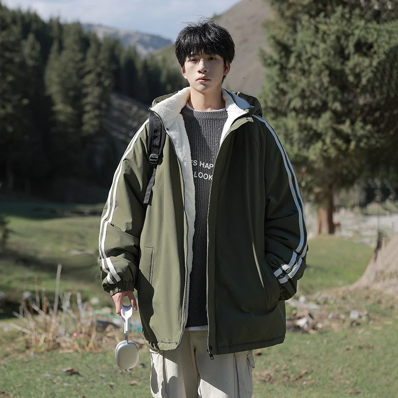 Men's Winter Thiened Fce Lined Lamb Velvet Jaet Casual Warm Sli Cotton Clothes American Sle Youth Faion
Men's Winter Thiened Fce Lined Lamb Velvet Jaet Casual Warm Sli Cotton Clothes American Sle Youth Faion