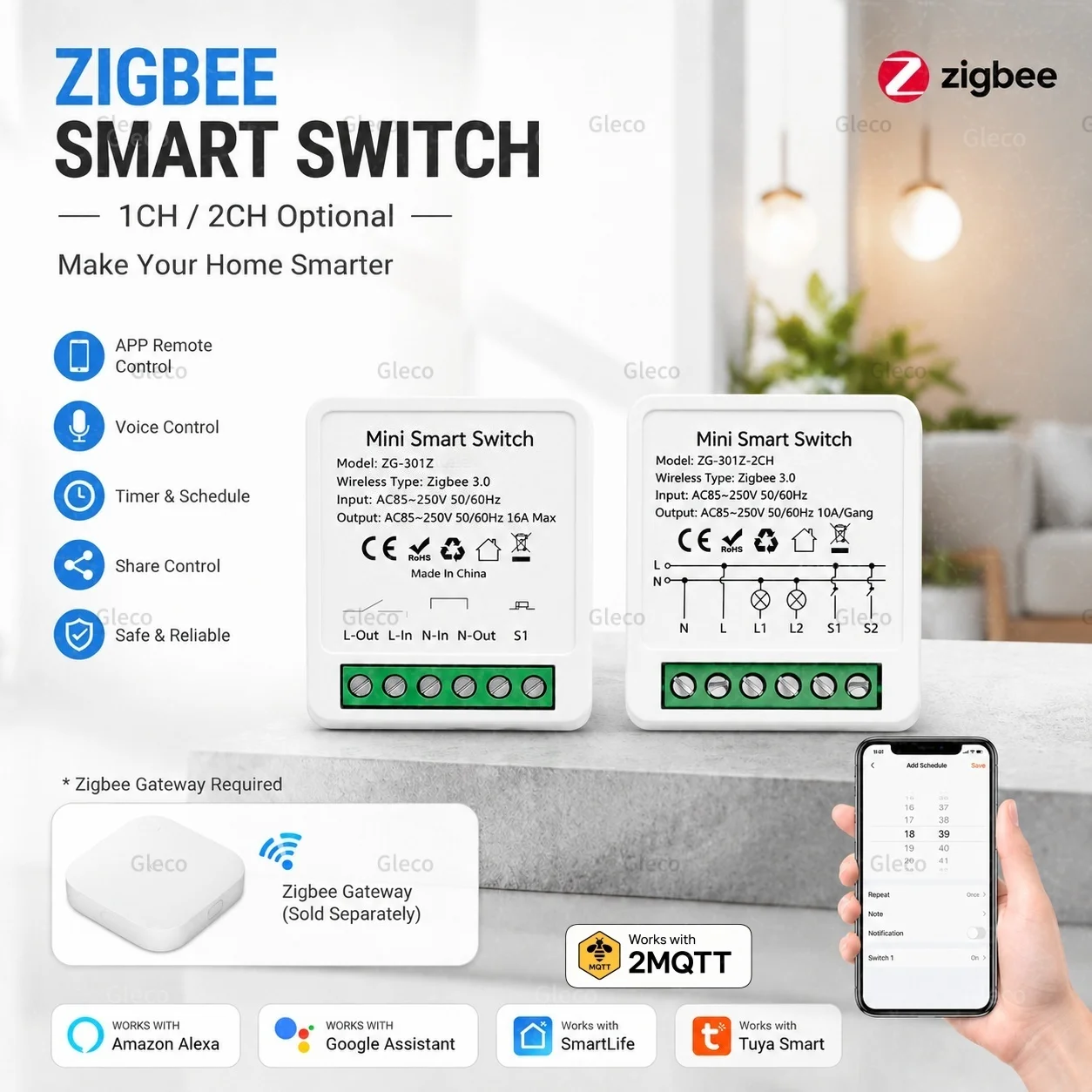 Zigbee Smart Switch Module 1/2Gang Mini 16A Relay Breaker Switches Smart Home Automation For TUYA Zigbee 2MQTT Alexa Google Home
Zigbee Smart Switch Module 1/2Gang Mini 16A Relay Breaker Switches Smart Home Automation For TUYA Zigbee 2MQTT Alexa Google Home
