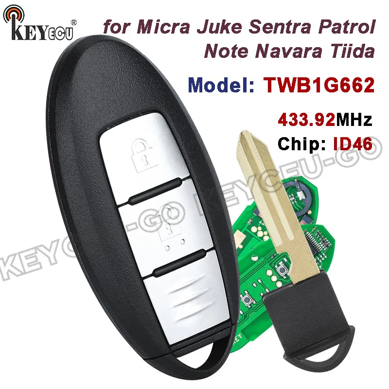 Чип KEYECU 433,92 МГц ID46 TWB1G662 CWTWB1U825 для Nissan Micra Juke Sentra Patrol Note Navara Tiida, умный дистанционный брелок
Чип KEYECU 433,92 МГц ID46 TWB1G662 CWTWB1U825 для Nissan Micra Juke Sentra Patrol Note Navara Tiida, умный дистанционный брелок