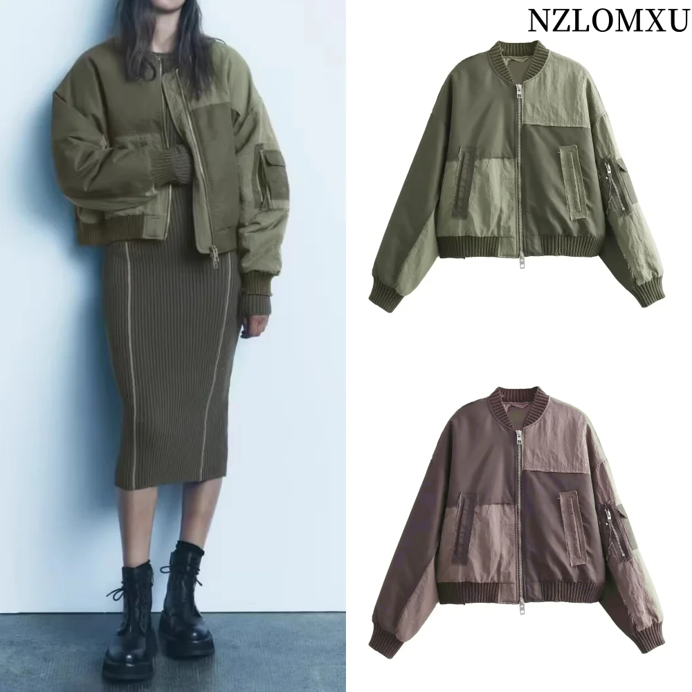 2025 Autumn Women's Jacket Fashion Patchwork Bomber Jackets For Women Coat With Pockets Long Sleeve New in Outerwears
2025 Autumn Women's Jacket Fashion Patchwork Bomber Jackets For Women Coat With Pockets Long Sleeve New in Outerwears